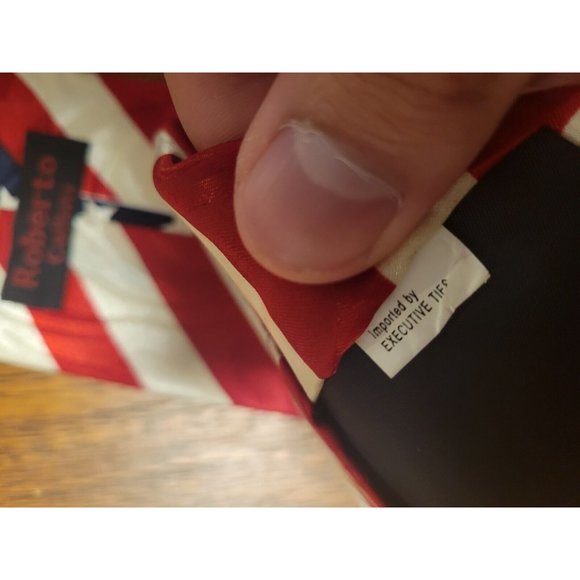 Roberto American Flag Patriotic Pattern Men's Tie Abstract Watermark - Picture 3 of 3